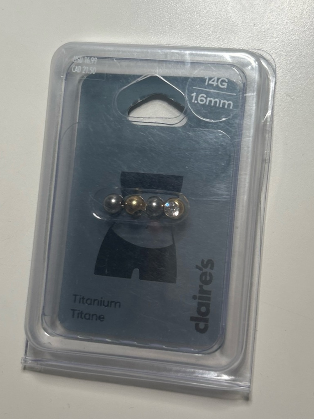 Claire's Mixed Metal Titanium Body Jewelry - Silver & Gold Balls